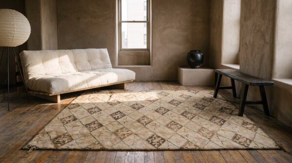 Antique american hooked usa allover rug 12 Antique american hooked usa allover rug (sku 20573) - room view