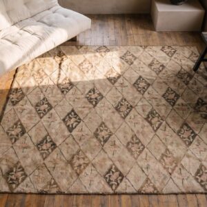Antique American Hooked Usa Allover Rug (SKU 20573) - styled overhead view
