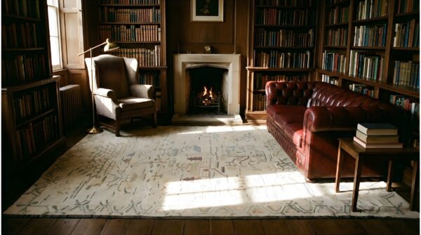 Antique american hooked usa allover floral - loop pile rug 8 Antique american hooked usa allover floral - loop pile rug (sku 25599) - room view