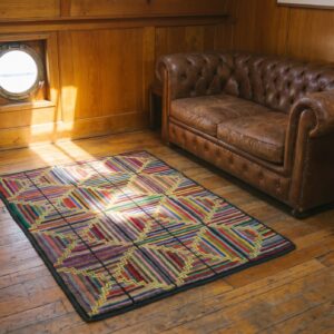 American Antique Multicolor Wool 1930s Hooked Small Scatter Size Rug (SKU 20545) - room view