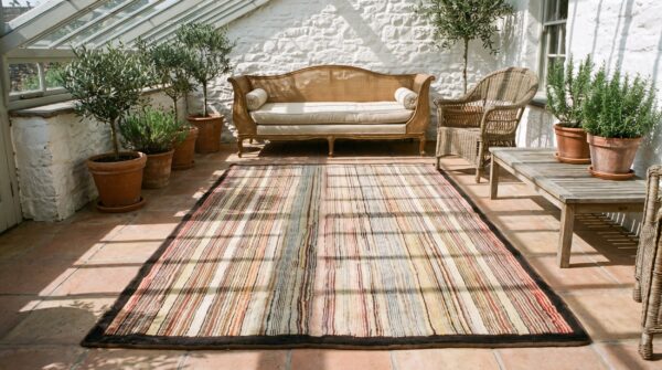 American antique multicolor hooked small scatter size wool 1890s rug 8 American antique multicolor hooked small scatter size wool 1890s rug (sku 20940) - room view