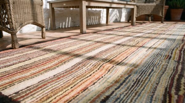 American antique multicolor hooked small scatter size wool 1890s rug 9 American antique multicolor hooked small scatter size wool 1890s rug (sku 20940) - in-room detail