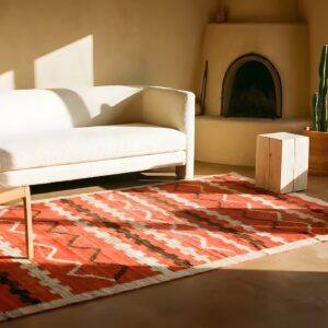 Antique American Navajo Rug 4'4"×7'2" Bright Red Ground, Ivory Border, Transitional Period, Circa 1890 (SKU 20941) - room view