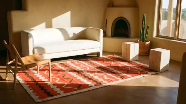 Antique american navajo rug 4'4"×7'2" bright red ground, ivory border, transitional period, circa 1890 15 Antique american navajo rug 4'4"×7'2" bright red ground, ivory border, transitional period, circa 1890 (sku 20941) - room view