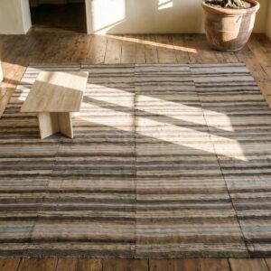Antique American Rag Rug American Knotted (SKU 18383) - styled overhead view