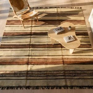 Antique American Rag Rug American Allover Geometric Knotted (SKU 24264) - styled overhead view