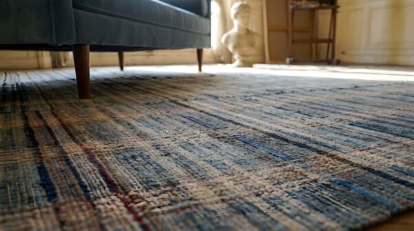 Antique american rag flat weave rug 13 Antique american rag flat weave rug (sku 25312) - in-room detail