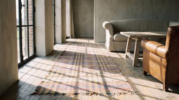 Antique american rag rug hallway runner wool & cotton multicolor (sku 20589) - room view