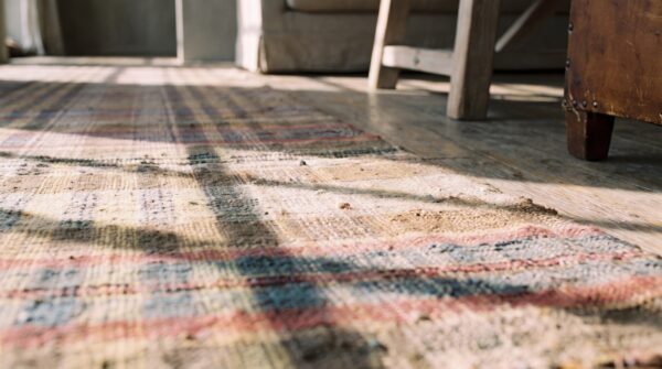 Antique american rag rug hallway runner wool & cotton multicolor (sku 20589) - in-room detail