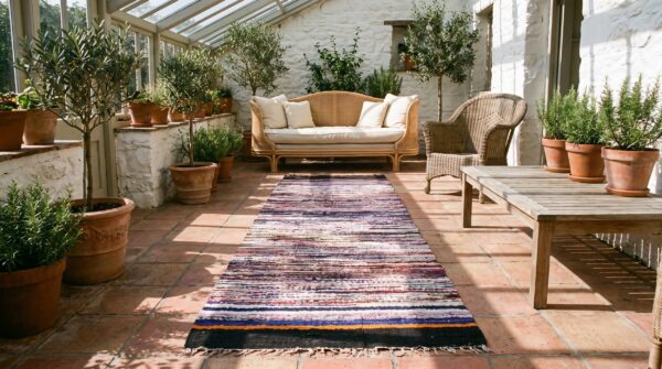 Antique american rag rug hallway runner wool multicolor 10 Antique american rag rug hallway runner wool multicolor (sku 21385) - room view
