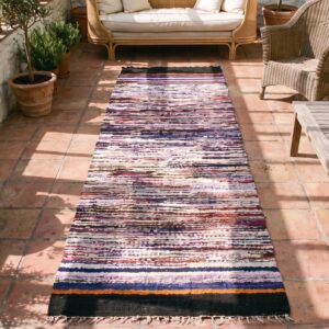 Antique American Rag Rug Hallway Runner Wool Multicolor (SKU 21385) - styled overhead view
