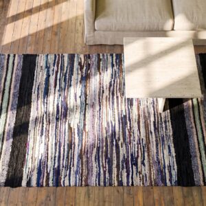 Antique American Rag Rug American Multicolor 1940s (SKU 21384) - styled overhead view