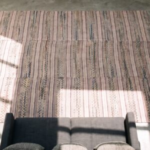 Antique American Rag Rug Room Size Cotton Multicolor (SKU 20591) - styled overhead view