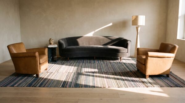 Antique american rag room size cotton multicolor rug 10 Antique american rag room size cotton multicolor rug (sku 25559) - room view