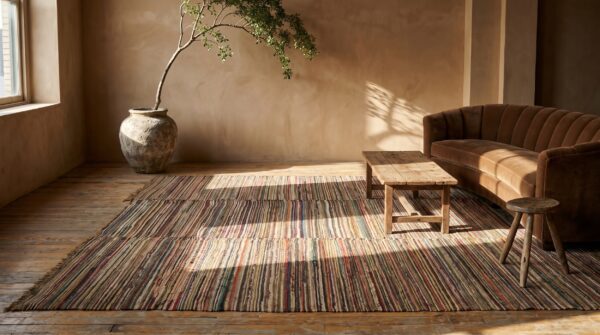 Antique american rag rug room size wool multicolor 6 Antique american rag rug room size wool multicolor (sku 21307) - room view
