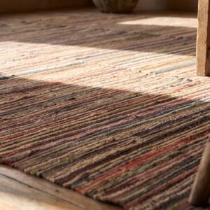 Antique American Rag Rug Room Size Wool Multicolor (SKU 21307) - in-room detail