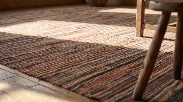 Antique american rag rug room size wool multicolor 7 Antique american rag rug room size wool multicolor (sku 21307) - in-room detail