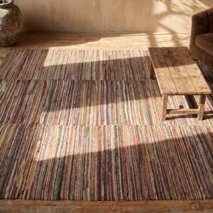 Antique American Rag Rug Room Size Wool Multicolor (SKU 21307) - styled overhead view