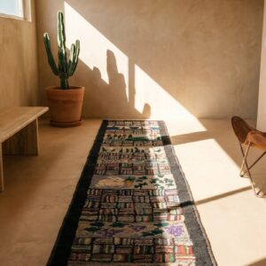 Antique American Scenic Pictorial Folk Art Hallway Runner Rug (SKU 18882) - room view