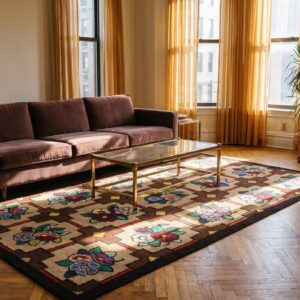 American Wool Small Scatter Size Antique 1930s Multicolor Hooked Rug (SKU 20504) - room view