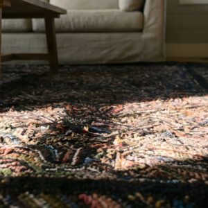 Antique American Square Hooked Rug - Allover Knotted Design (SKU 22921) - in-room detail