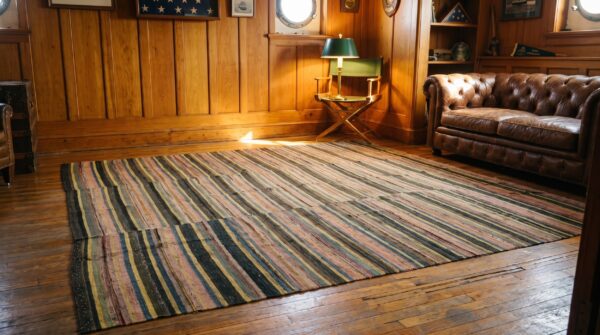 Antique american square rag rug america knotted 8 Antique american square rag rug america knotted (sku 20583) - room view