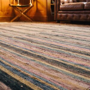 Antique American Square Rag Rug America Knotted (SKU 20583) - in-room detail