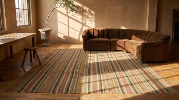 Antique american square rag rug room size wool 8 Antique american square rag rug room size wool (sku 20585) - room view