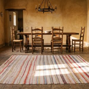 Antique American Square Rag Rug Small Scatter Size Cotton Ivory (SKU 20597) - room view
