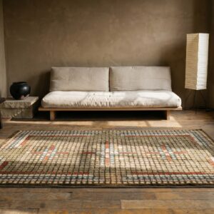 Antique American Tiled Squares Cross Pattern Hooked Rug (SKU 19695) - room view