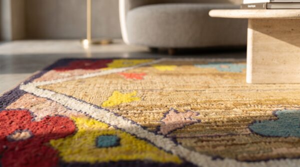 Antique american usa wool hand knotted pile rug 5 Antique american usa wool hand knotted pile rug (sku 17470) - in-room detail