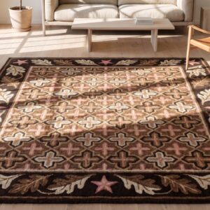 Antique American Usa Allover Floral Hand Knotted Pile Rug (SKU 18860) - styled overhead view