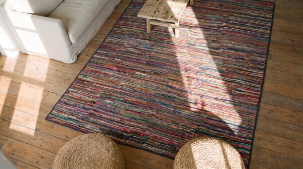 Antique american usa allover geometric wool hand knotted pile 1920s rug (sku 20019) - styled overhead view