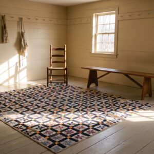 Antique American Usa Allover Geometric Wool Hand Knotted Pile Multicolor Jewel Tones 1930s Rug (SKU 25248) - room view