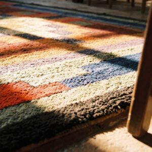 Antique American Usa Geometric Medallion Hand Knotted Pile Rug (SKU 17439) - in-room detail