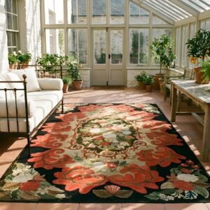 Antique American Usa Wool Ivory Beige Cream White Hand Knotted Pile Rug (SKU 25605) - room view
