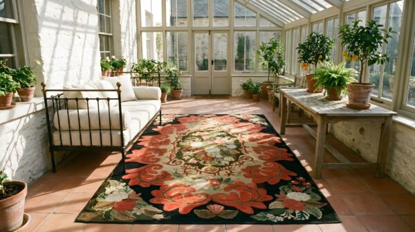 Antique american usa wool ivory beige cream white hand knotted pile rug 8 Antique american usa wool ivory beige cream white hand knotted pile rug (sku 25605) - room view