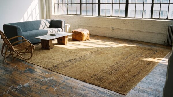 Antique amritsar room size wool ivory rug 5 Antique amritsar room size wool ivory rug (sku 20280) - room view