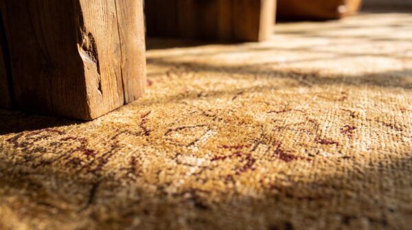 Antique amritsar room size wool ivory rug 6 Antique amritsar room size wool ivory rug (sku 20280) - in-room detail