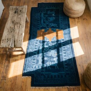 Antique Animal Motif Wool Pile Chinese Saddle Horse Cover Rug (SKU 22041) - styled overhead view