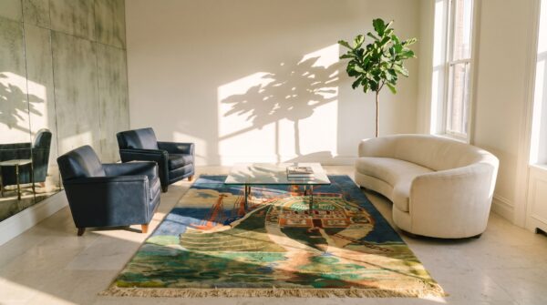 Antique art deco chinese allover knotted rug (sku 24273) - room view