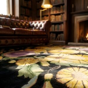 Antique Art Deco Chinese Allover Geometric Knotted Rug (SKU 24747) - in-room detail