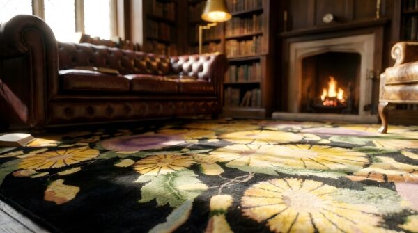Antique art deco chinese allover geometric knotted rug 30 Antique art deco chinese allover geometric knotted rug (sku 24747) - in-room detail