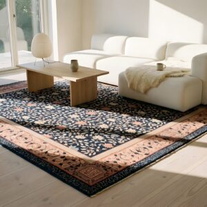 Antique Art Deco Chinese Allover Navy 1930s Square Rug (SKU 23637) - room view