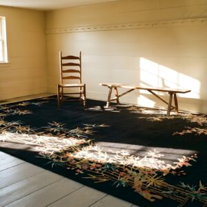 Antique Art Deco Chinese Floral Black 1920s Oval Rug (SKU 23927) - room view