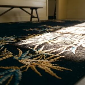 Antique Art Deco Chinese Floral Black 1920s Oval Rug (SKU 23927) - in-room detail