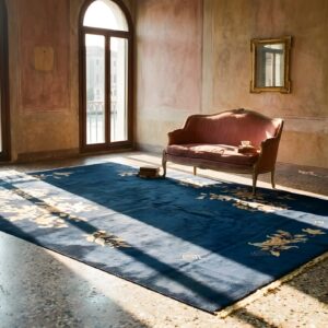 Antique Art Deco Chinese Floral Blue Navy 1930s Rug (SKU 24085) - room view