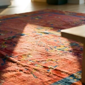 Antique Art Deco Chinese Floral Coral 1920s Rug (SKU 23832) - in-room detail