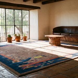 Antique Art Deco Chinese Floral Ivory 1920s Rug (SKU 24305) - room view