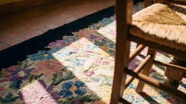 Antique art deco chinese floral multi 1920s rug (sku 23895) - in-room detail